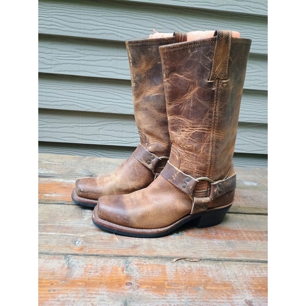 Frye Harness Women’s Brown Boots Size 7 Leather Moto Western USA Made